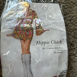 Hippie Chick Costume Dress with Headband, belt, and glasses